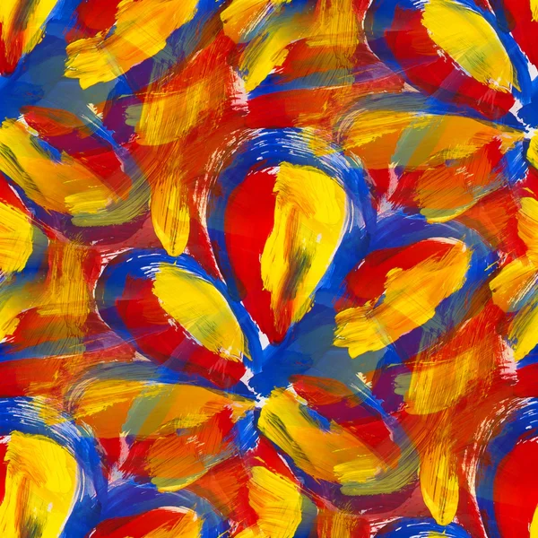 Vermelho brilhante azul amarelo abstrato fundo sem costura guache — Fotografia de Stock