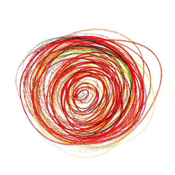 Abstract red painting colored circles texture pencil line — Stock Photo, Image