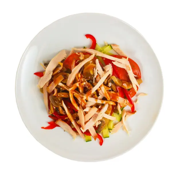 Et yemekleri mantar ve beyaz backgr izole domates salatalık — Stok fotoğraf