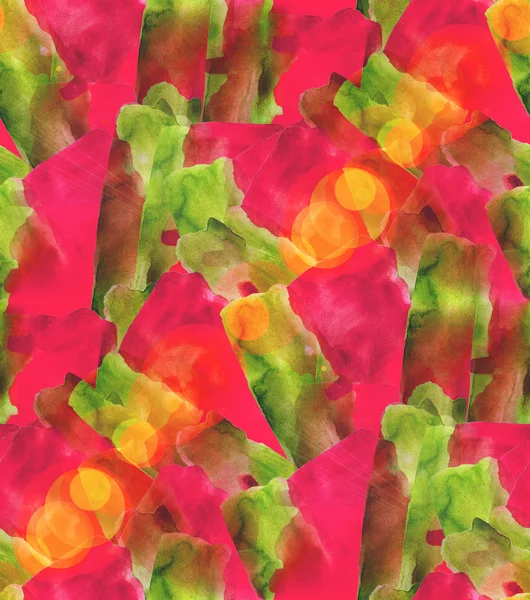 Bokeh abstracto rojo verde acuarela textura inconsútil pintura a mano — Foto de Stock