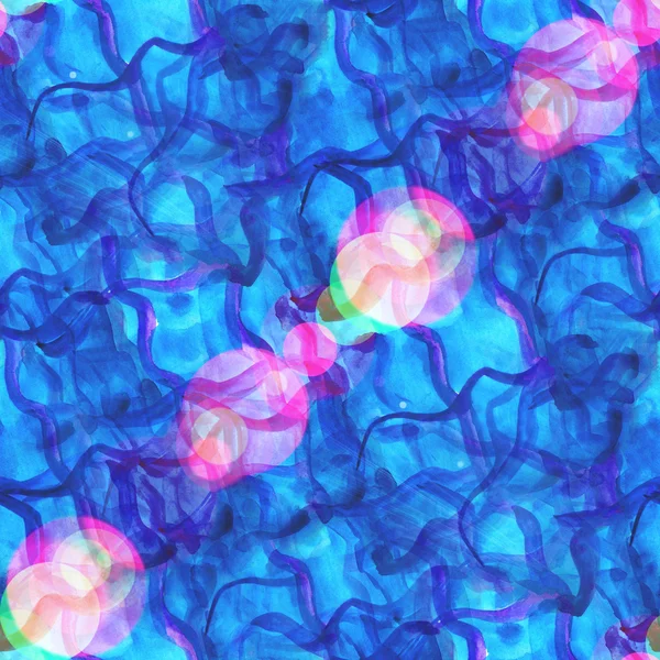 Bokeh wallpaper blue purple abstract watercolor art seamless tex — Stock Photo, Image