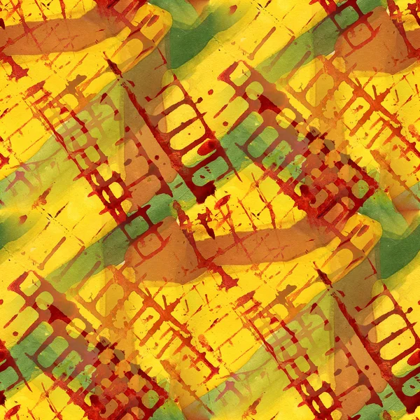 Wzór bezszwowe żółty, czerwony, zielony akwarela tekstury ba — Zdjęcie stockowe
