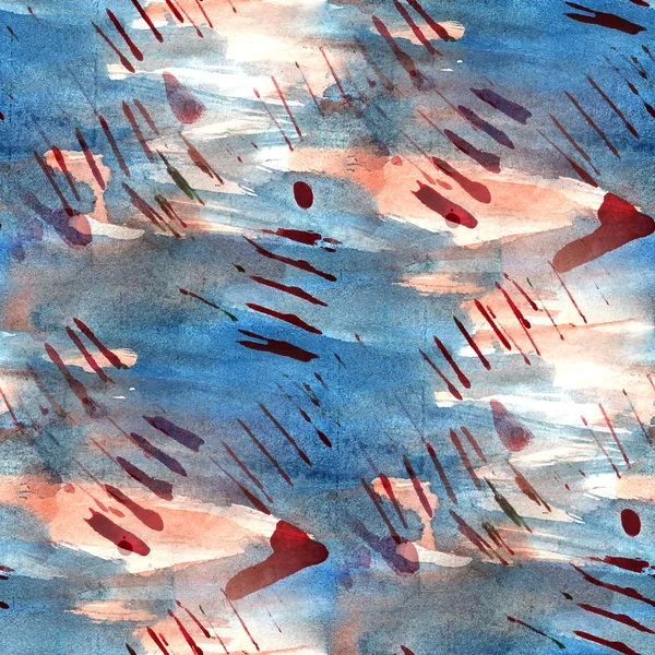 Vintage kék, piros minta design zökkenőmentes akvarell textúra bac — Stock Fotó