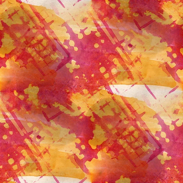Grunge 红色，黄色古代装饰绘图美国炫彩花纹 — 图库照片