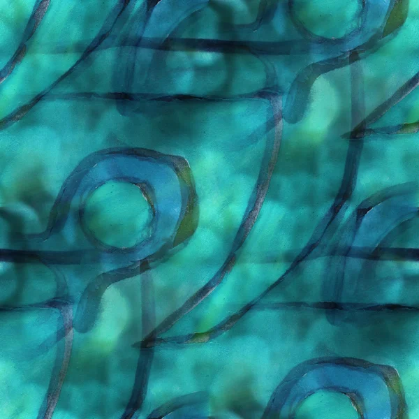 パターン緑、ブルーのビンテージ塗装設計シームレスな水彩 tex — ストック写真