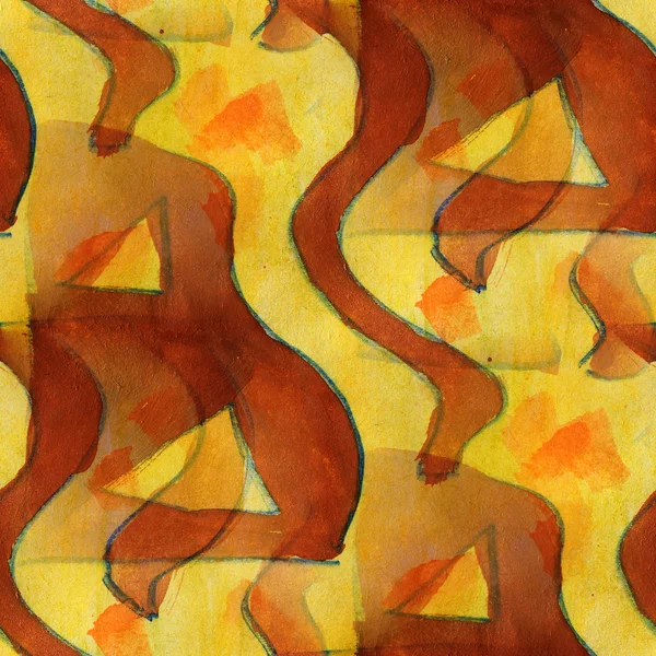 Древний желтый, коричневый орнамент рисунок нам красочный узор Wate — стоковое фото