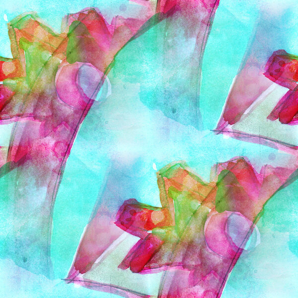 винтажный рисунок красного цвета, зеленый дизайн бесшовный текст акварели
