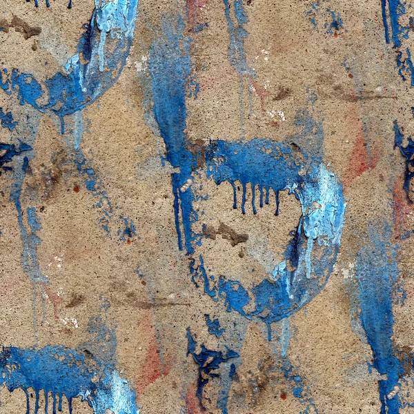 Old concrete wall with streaks of blue paint seamless texture — Stock Photo, Image