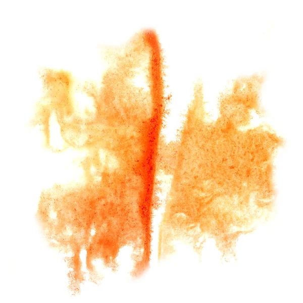 Oranžový inkoust blot postříkat pozadí izolovaných na bílou ruku bolest — Stock fotografie
