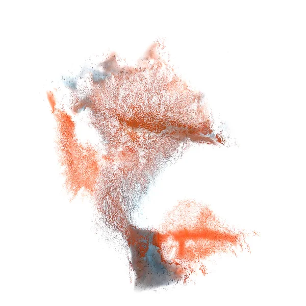Bläck orange, blå blot splatter bakgrund isolerad på vita hand — Stockfoto