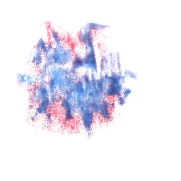 Ink pink, blue blot splatter background isolated on white hand p — Stock Photo, Image