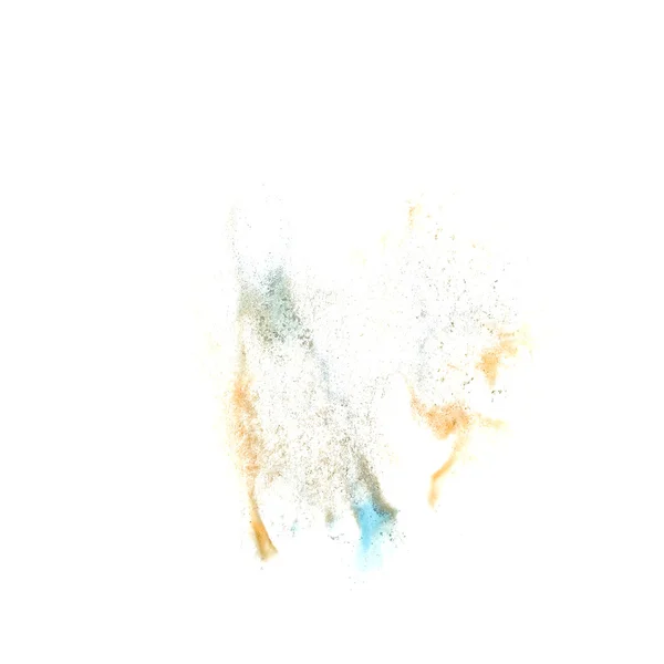 Bläck gul blot splatter bakgrund isolerad på vita hand måla — Stockfoto