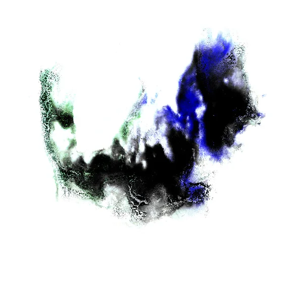 Macro spot blotch green, blue, black texture isolated on white t — Stock Photo, Image