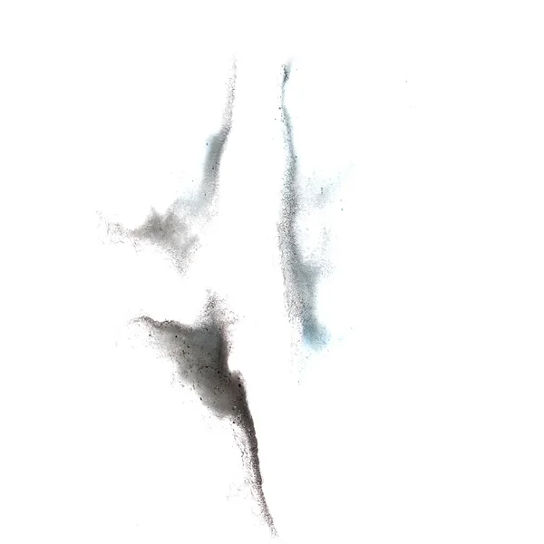 Mancha de tinta fondo de salpicadura negro aislado en pintura de mano blanca — Foto de Stock
