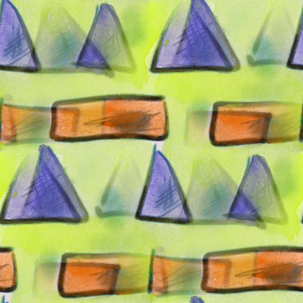 Blotting akvarell blå trianglar målning sömlös bakgrund — Stockfoto