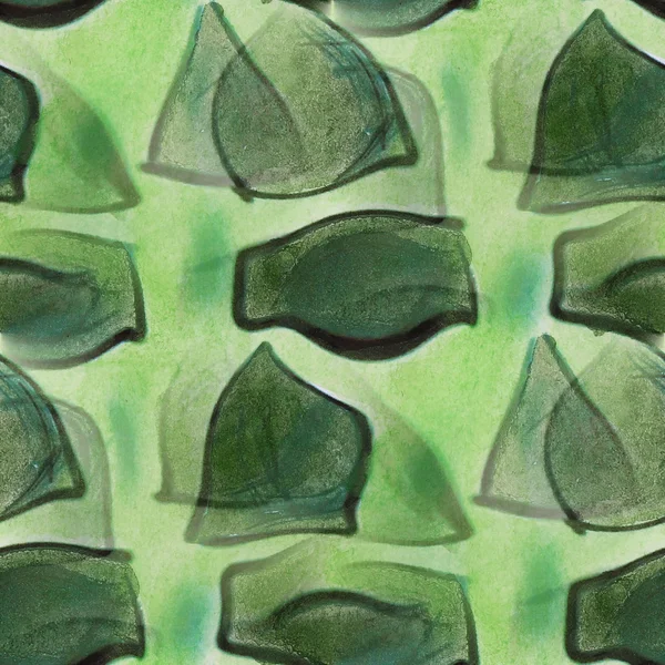 墨水水彩绿色石头画无缝酒泉的条纹 — 图库照片