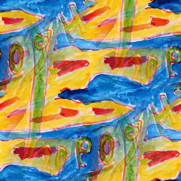 Пятна синий, желтый акварель картины бесшовный фон — стоковое фото