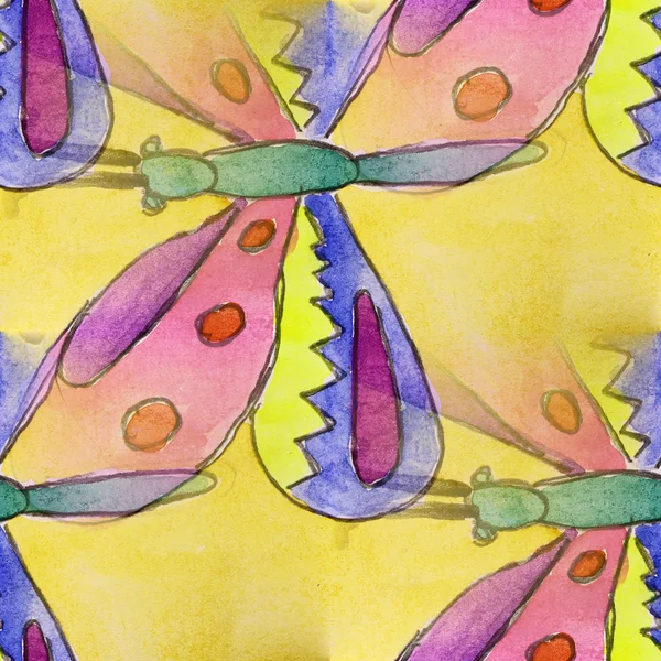 Macchie farfalla acquerello pittura senza soluzione di continuità sfondo — Foto Stock