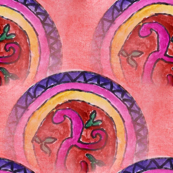 Kleckse Kreise auf rosa Hintergrund Aquarell Malerei nahtlos ba — Stockfoto