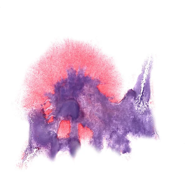 Tinte rot, lila Kleckser Hintergrund isoliert auf weißer Hand p — Stockfoto