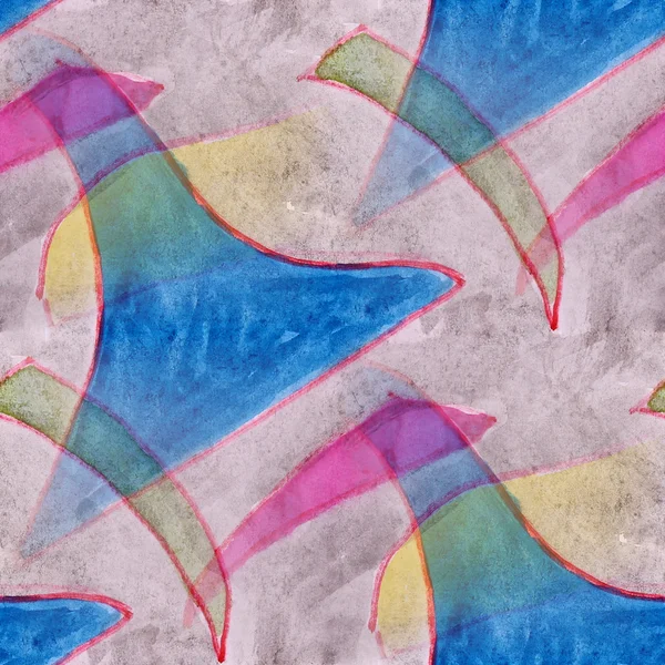Blot żółty, niebieski, różowy postać akwarela malarstwo bezszwowe bac — Zdjęcie stockowe
