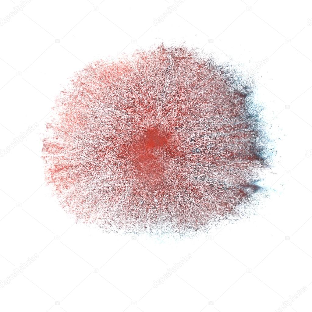 ink red, blue blot splatter background isolated on white hand pa