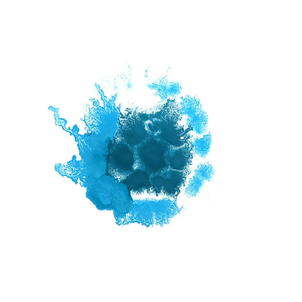 Abstrait isolé bleu foncé aquarelle tache raster illustration — Photo