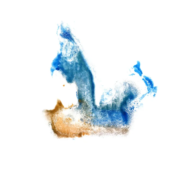 Abstrait isolé Bleu foncé, brun aquarelle tache raster illus — Photo