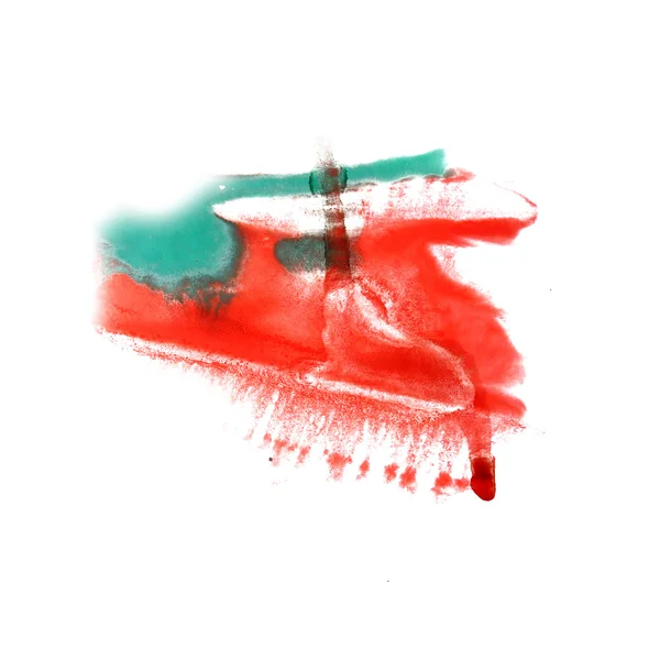 Абстрактний ізольований акварель Зелений, червона пляма растровий ілюстрації — стокове фото