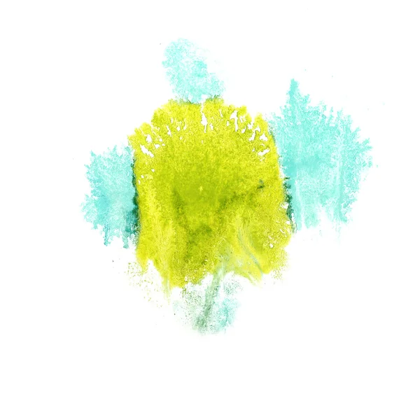 Abstraktní žlutá, tmavě modrá, samostatný akvarel skvrnu rastrové illu — Stock fotografie