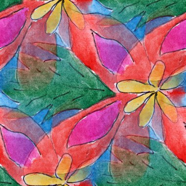 Kırmızı çiçek suluboya resim sorunsuz arka plan engelliyor