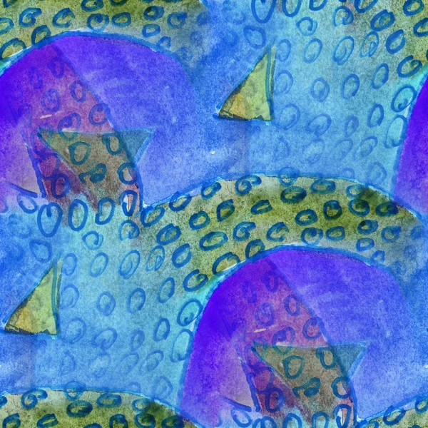 しみブルーの海底水彩画シームレス背景 — ストック写真