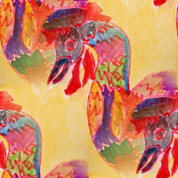 Blot kogut kolorowy akwarela bezszwowe tło — Zdjęcie stockowe