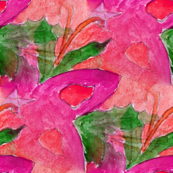 Plamami różowy kwiat akwarela bezszwowe tło — Zdjęcie stockowe