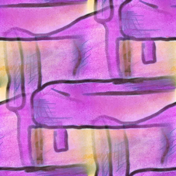 墨水紫色沙发水彩绘画无缝背景 — 图库照片