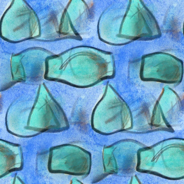 Blots watercolor blue stones stripes painting seamless backgroun — Stock Photo, Image