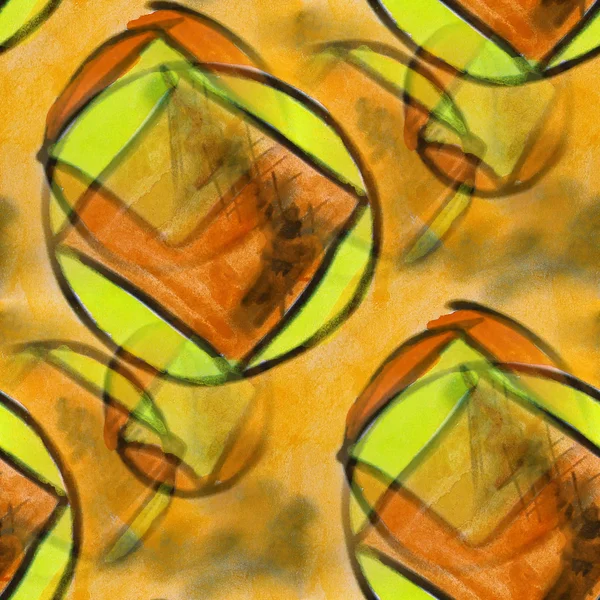 Blot-okról készült festmény zökkenőmentes akvarell körök és háromszögek csíkok — Stock Fotó