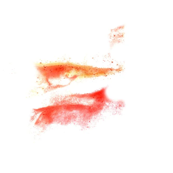 Inkoust blot červená, oranžová... postříkat pozadí izolovaných na bílém han — Stock fotografie