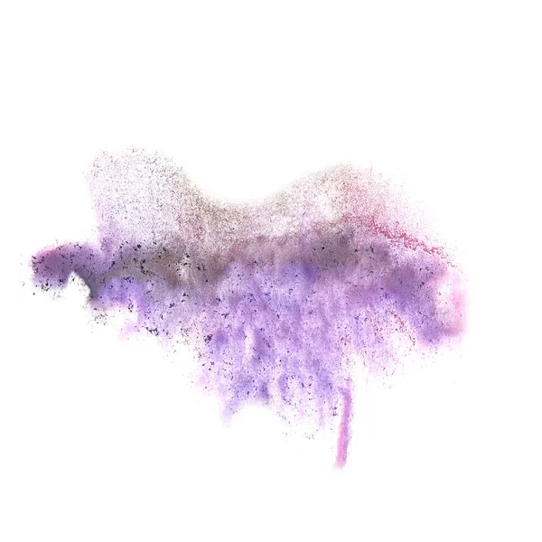 Inchiostro macchia splatter sfondo nero, lilla isolato su mano bianca — Foto Stock