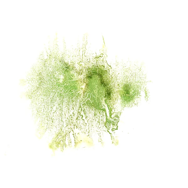 Inkoust blot postříkat pozadí zelené izolovaných na bílém ruku painte — Stock fotografie