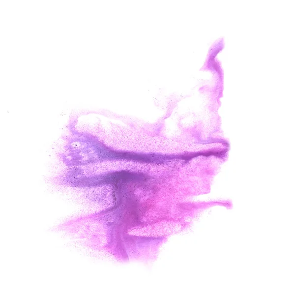 Tinta blot splatter roxo fundo isolado na pintura branca mão — Fotografia de Stock