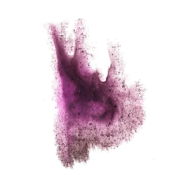 Tinta blot violeta splatter fundo isolado na pintura branca mão — Fotografia de Stock