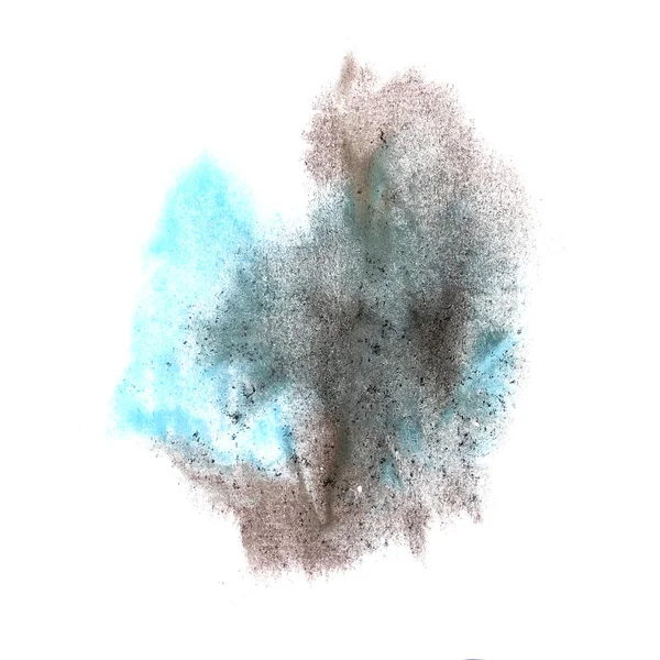 Tinte blau, schwarzer Spritzer Hintergrund isoliert auf weißer Hand — Stockfoto