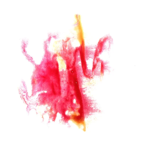 Inchiostro rosso macchia splatter sfondo isolato su bianco dipinto a mano — Foto Stock