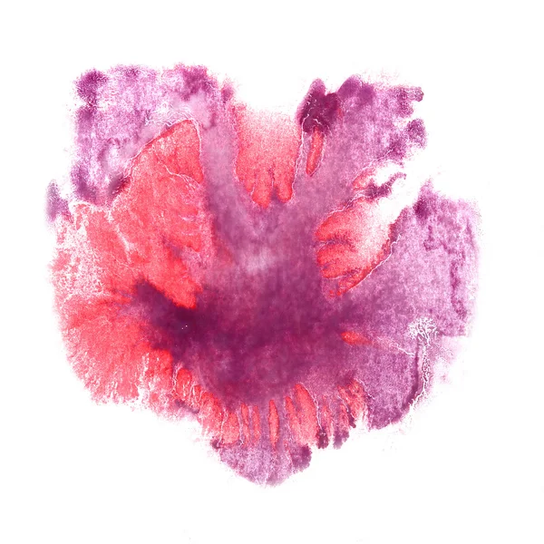 Ink pink, purple blot splatter background isolated on white hand — Stock Photo, Image