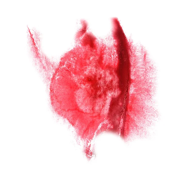 Tinta vermelho blot splatter fundo isolado na mão branca pintada — Fotografia de Stock