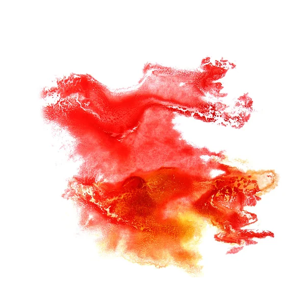 Stain with watercolour red, yellow paint stroke watercolor isola — Stock Photo, Image