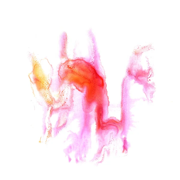Пляма з жовтими, рожевими акварельними фарбами інсульт акварель ізольовані — стокове фото
