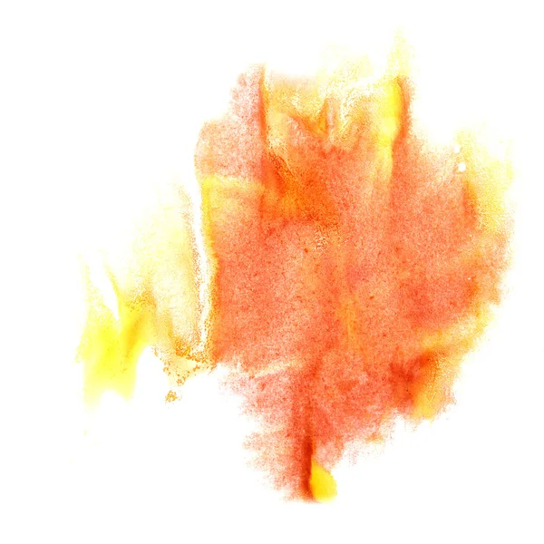 Stain orange yellow with watercolour paint stroke watercolor iso — Stock Photo, Image