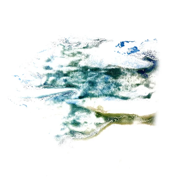Macchia con blu, acquerello di palude pennellata acquerello isola — Foto Stock